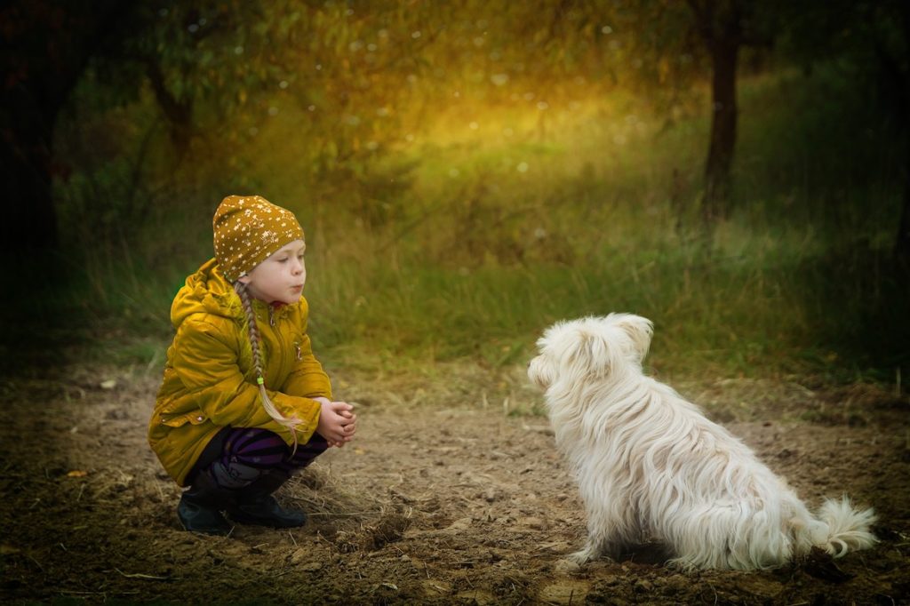 young-girl-and-white-dog